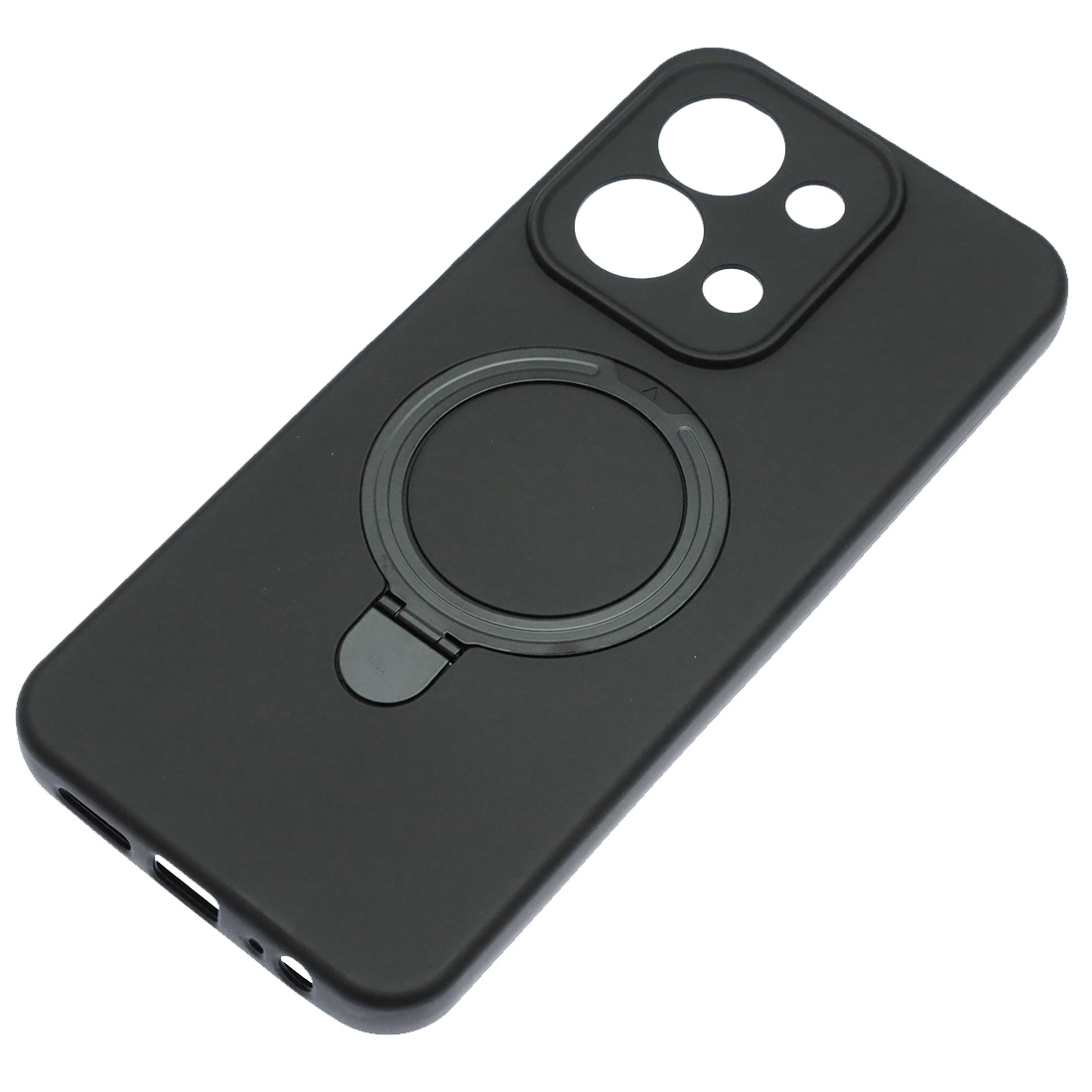 Чехол накладка Revole Mix для XIAOMI Redmi 15C, POCO C85, защита камеры, силикон, бархат, кольцо держатель, цвет черный