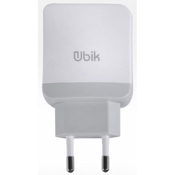 Адаптер питания сетевой UBIK UHP12Q, 2.1А, 1 USB, пластик гладкий, белый, фирменная упаковка.