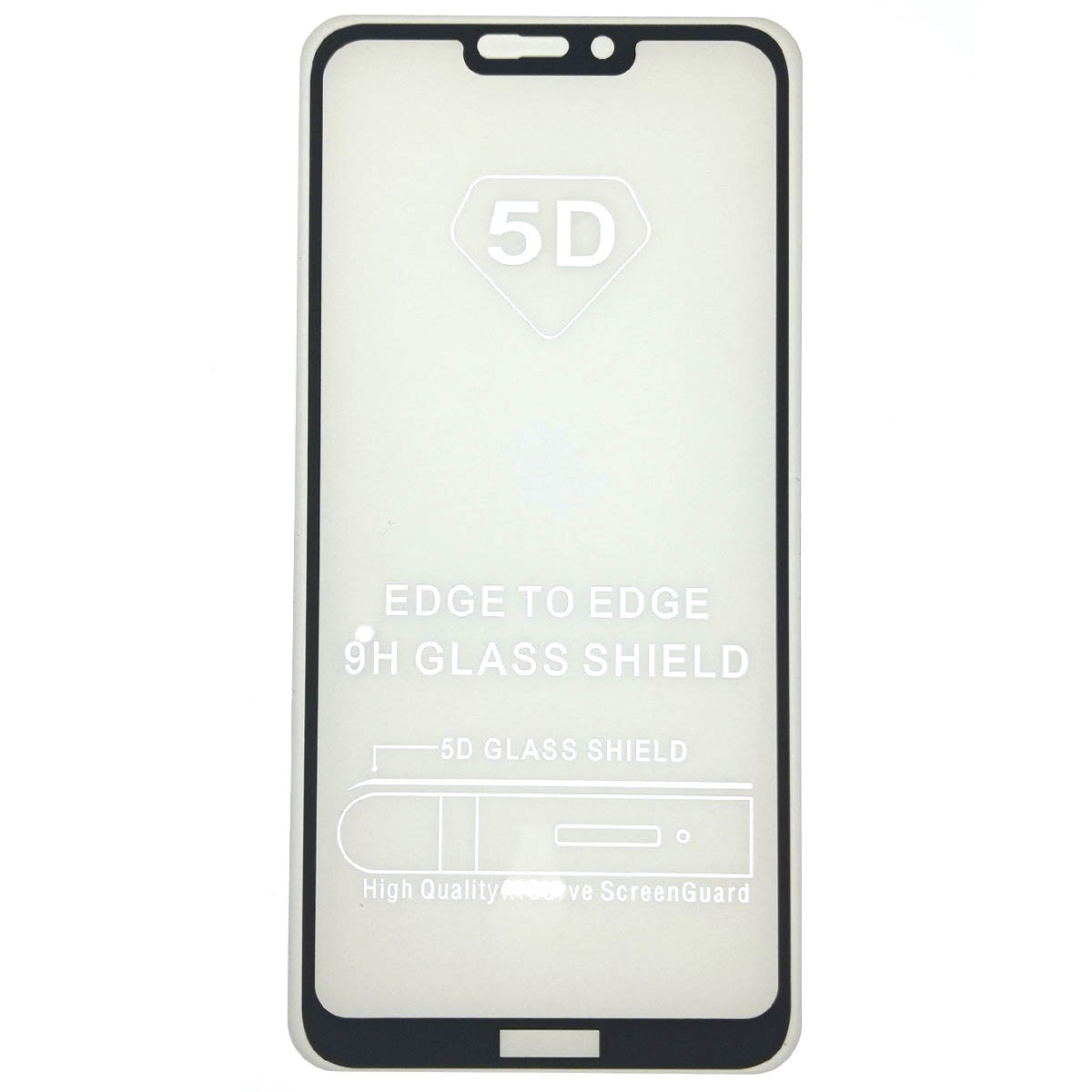 Защитное стекло "5D" Full Glue для HUAWEI Honor 8C (BKK-L21), цвет канта черный.