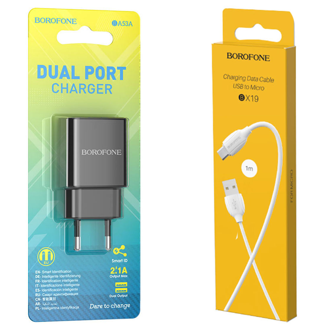 СЗУ (Сетевое зарядное устройство) с кабелем Micro USB, 2.1A, 2 USB A, длина 1 метр, цвет черно белый