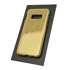 Чехол накладка Shine для SAMSUNG Galaxy S10e (SM-G970), силикон, блестки, цвет золотистый.