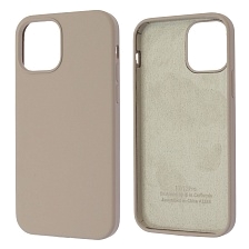 Чехол накладка Silicon Case для APPLE iPhone 12, iPhone 12 Pro, силикон, бархат, цвет бежевый