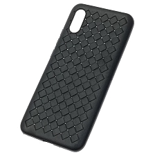Чехол накладка для XIAOMI Redmi 9A, силикон, плетение, цвет черный