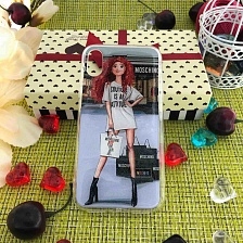 Чехол накладка для APPLE iPhone X, XS, силикон, рисунок MOSCHINO девушка мульт.