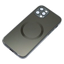 Чехол накладка с поддержкой MagSafe для APPLE iPhone 12 Pro (6.1"), защита камеры, силикон, пластик, цвет темно серый