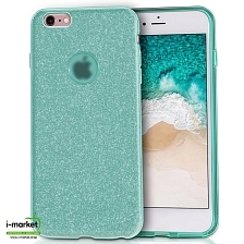 Чехол накладка Shine для APPLE iPhone 7, iPhone 8, силикон, блестки, цвет зеленый