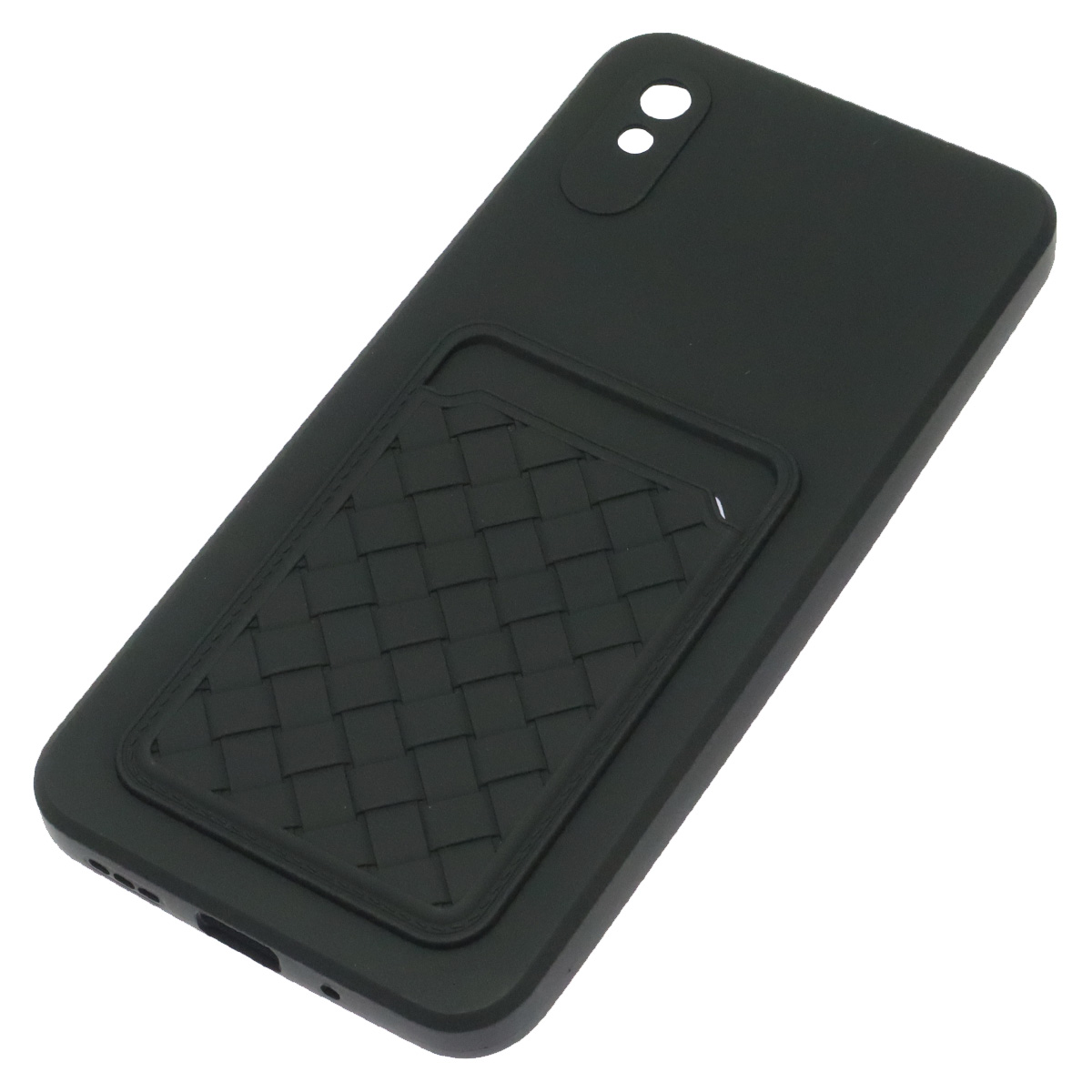 Чехол накладка CARD CASE для XIAOMI Redmi 9A, силикон, отдел для карт, цвет черный