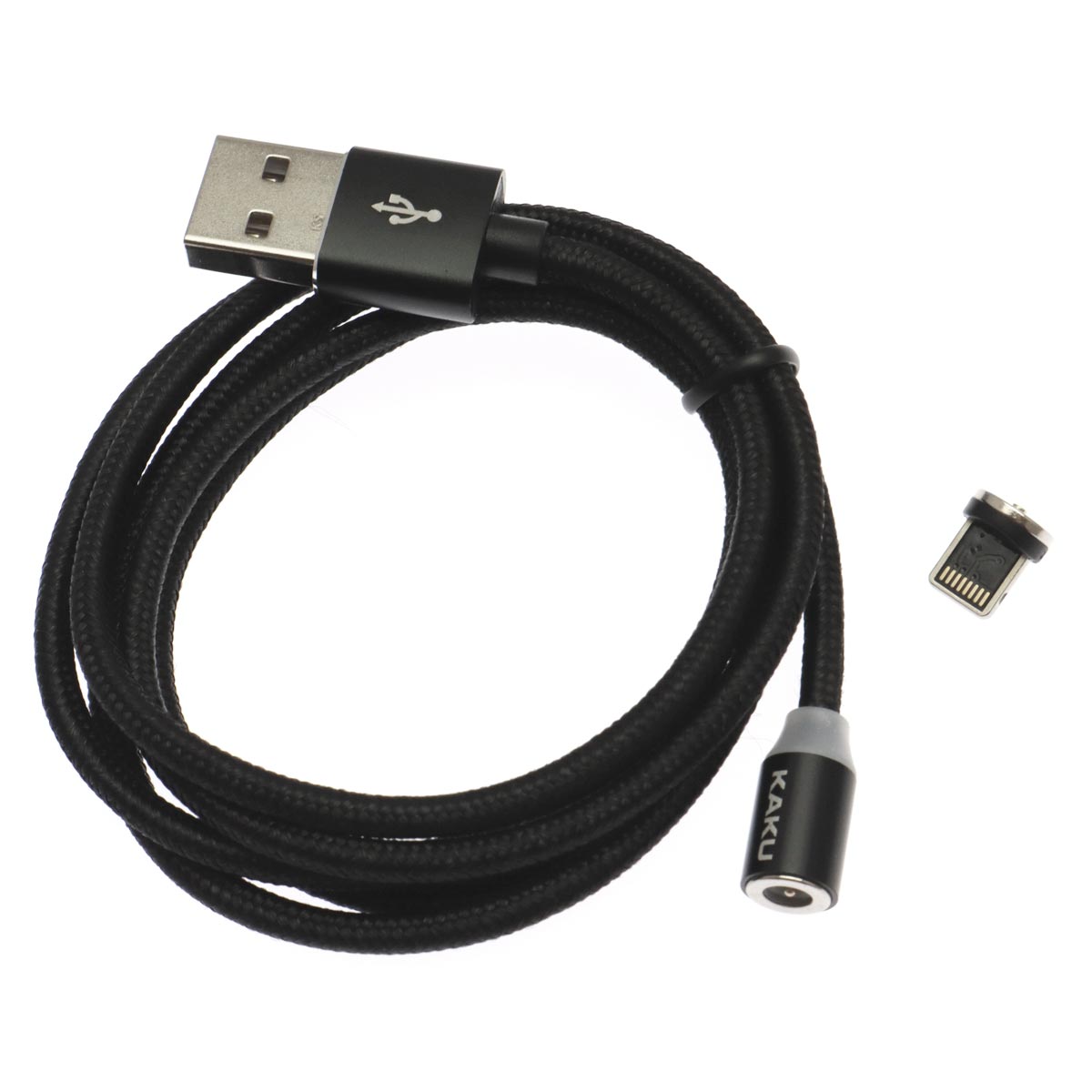 Магнитный зарядный кабель KAKU KSC-306 HEDONG, длина 1 метр, с магнитной насадкой APPLE Lightning 8 pin, цвет черный | все по 150