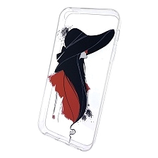 Чехол накладка для APPLE iPhone 5, 5S, SE, силикон, рисунок Девушка в шляпе, цвет прозрачный. Чехол накладка для APPLE iPhone 5, 5S, SE, силикон, рисунок Девушка в шляпе, цвет прозрачный.