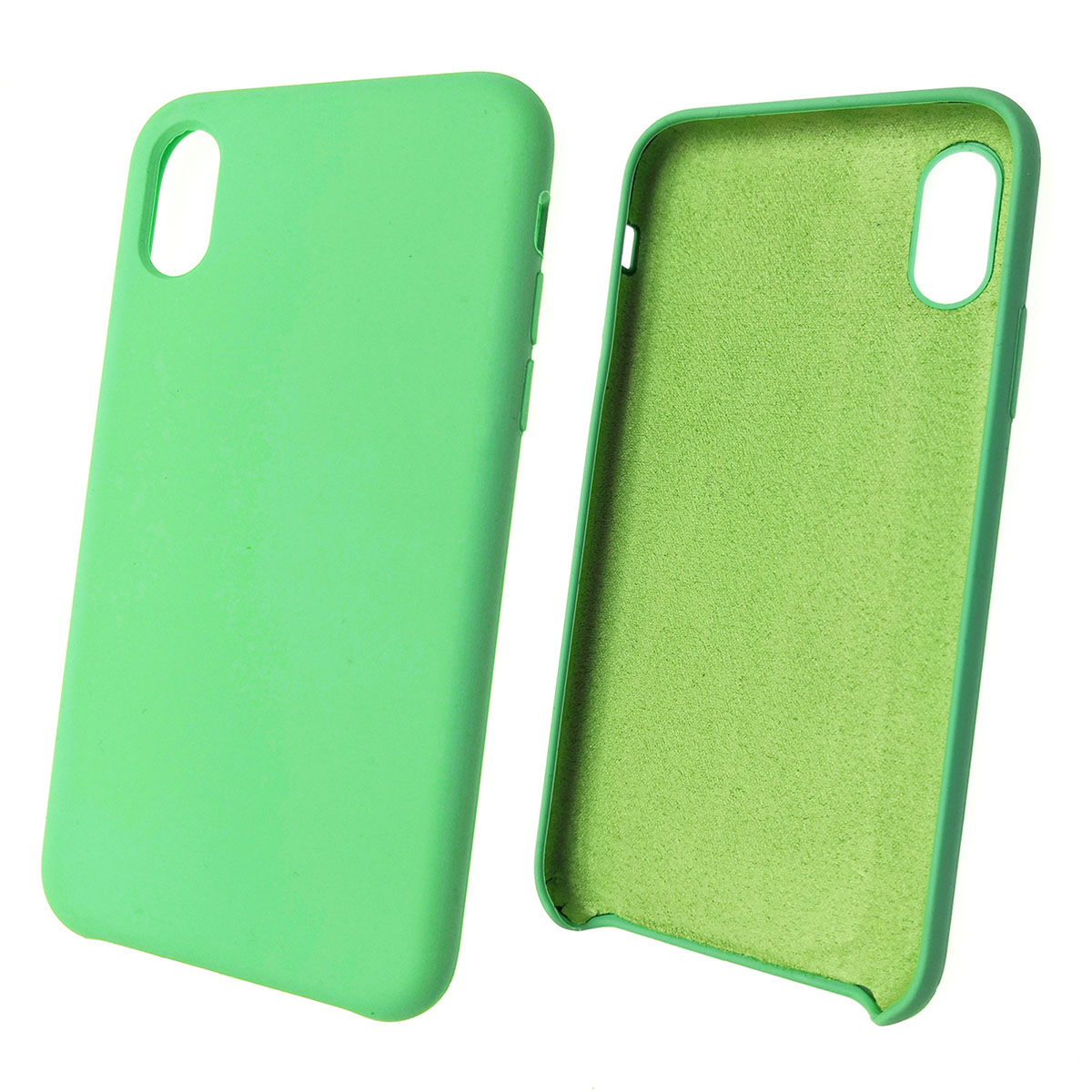 Чехол накладка Silicon Case для APPLE iPhone X, XS, силикон, бархат, цвет мятный.