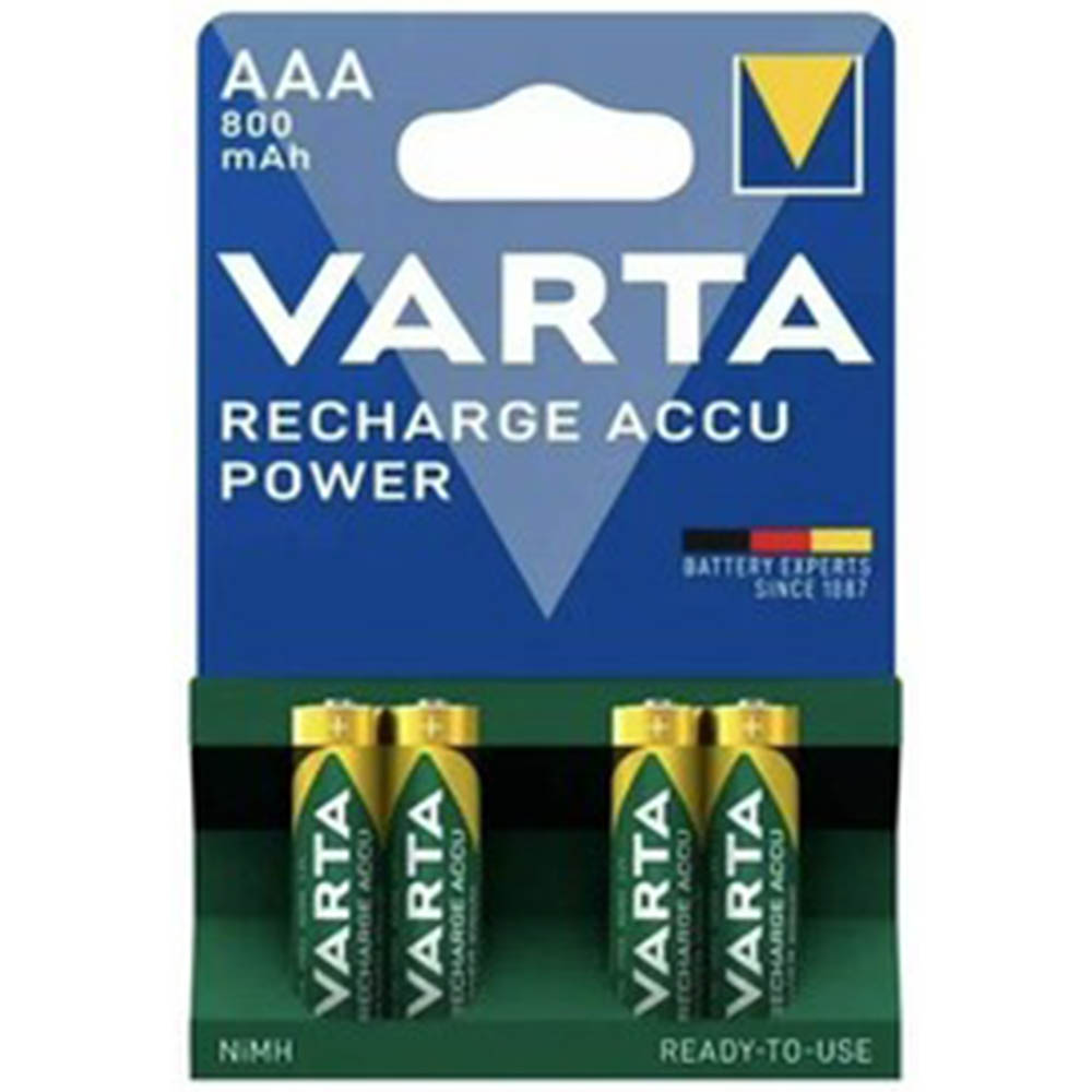 Аккумулятор перезаряжаемый VARTA R03 AAA BL4 NI-MH 800mAh, тип мизинчиковый