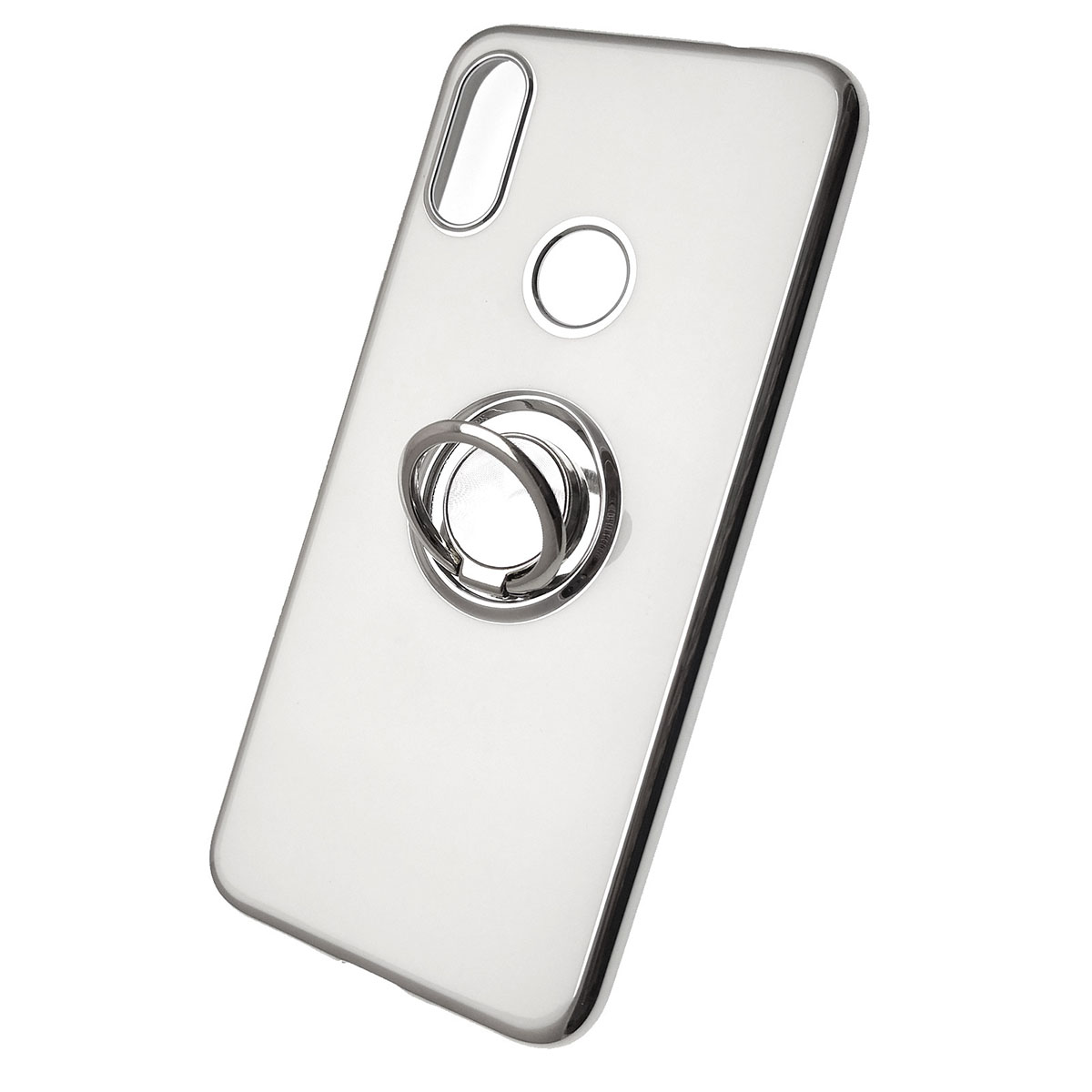 Чехол накладка для XIAOMI Redmi Note 7, Note 7 Pro, силикон, кольцо держатель, цвет белый.