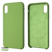 Чехол накладка Silicon Case для APPLE iPhone X, iPhone XS, силикон, бархат, цвет фисташковый
