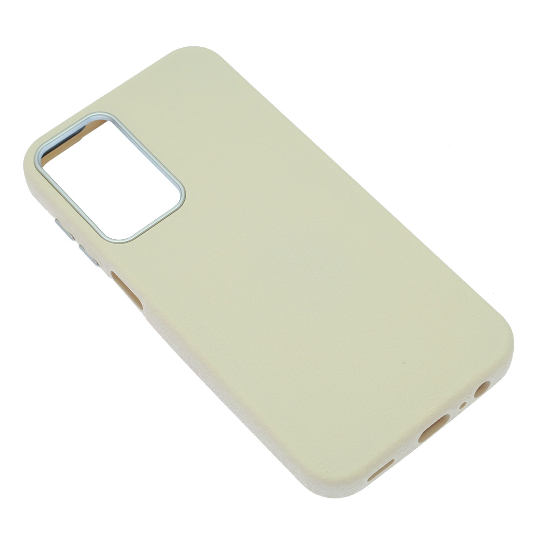 Чехол накладка для SAMSUNG Galaxy A15, силикон, пластик, текстура кожи, бархат, цвет молочный