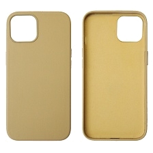 Чехол накладка Leather Case для APPLE iPhone 13, силикон, бархат, экокожа, цвет желто бежевый
