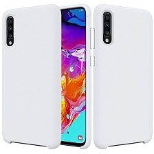 Чехол накладка Silicon Cover для SAMSUNG Galaxy A50 (SM-A505), A30s (SM-A307), A50s (SM-A507), силикон, бархат, цвет белый.