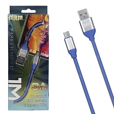 Кабель Micro USB MRM R35, силикон, 3А, длина 1 метр, цвет синий