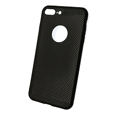 Чехол накладка для APPLE iPhone 7 Plus, iPhone 8 Plus, силикон, перфорированный, матовый, цвет черный.