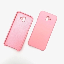 Чехол накладка Silicon Cover для SAMSUNG Galaxy J6 Plus (SM-J610), J6 Prime, силикон, бархат, цвет розовый.