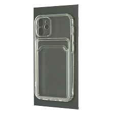 Чехол накладка CARD CASE для iPhone 12 mini (5.4"), силикон, отдел для карт, цвет прозрачный
