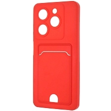 Чехол накладка BUTTON для TECNO Spark 20, TECNO Spark 20C, защита камеры, силикон, отдел для карт, цвет красный