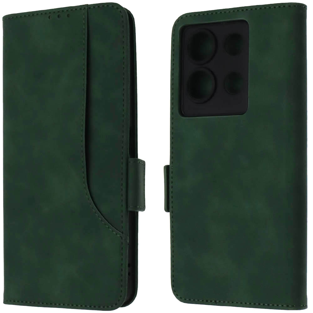 Чехол книжка NICE для INFINIX Note 30, экокожа, визитница, цвет темно зеленый