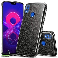 Чехол накладка Shine для HUAWEI Honor 8X, Honor Y9 2019, силикон, блестки, цвет черный