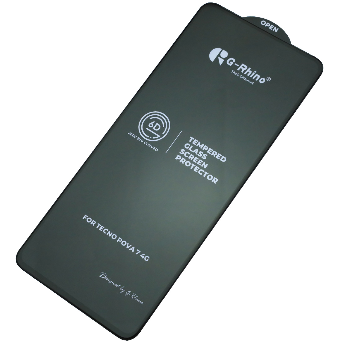 Защитное стекло 6D G-Rhino 200C для TECNO POVA 7 4G, цвет окантовки черный (Тип 2)