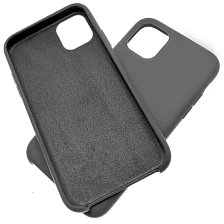 Чехол накладка Silicon Case для APPLE iPhone 11, силикон, бархат, цвет космический серый