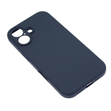 Чехол накладка Silicone Case для APPLE iPhone 16, L-ogo, защита камеры, силикон, бархат, цвет черно синий
