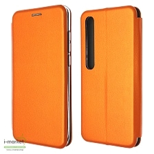 Чехол книжка STYLISH для XIAOMI Mi 10, Mi 10 Pro, экокожа, визитница, цвет оранжевый.