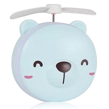 Зеркало косметическое Mini Fan, светодиодная подсветка, вентилятор, цвет голубой | Последняя цена