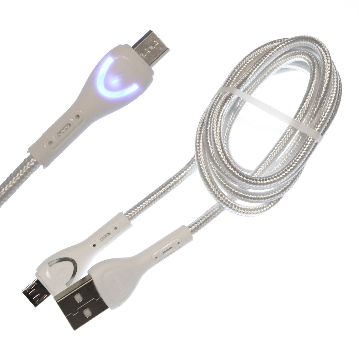 Кабель EARLDOM EC-117M Micro USB, 3A, Led индикатор, длина 1 метр, цвет белый