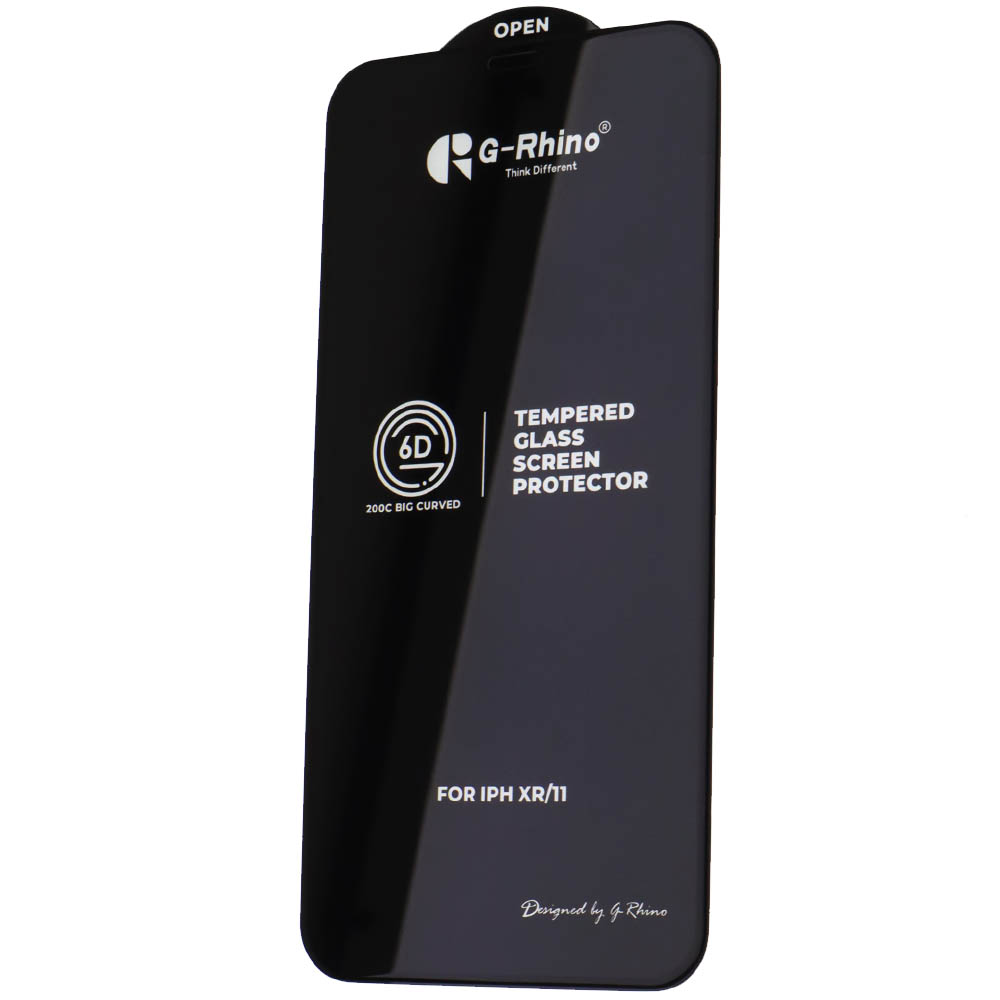 Защитное стекло 6D G-Rhino 200C для APPLE iPhone 11, APPLE iPhone XR, цвет окантовки черный (Тип 2)
