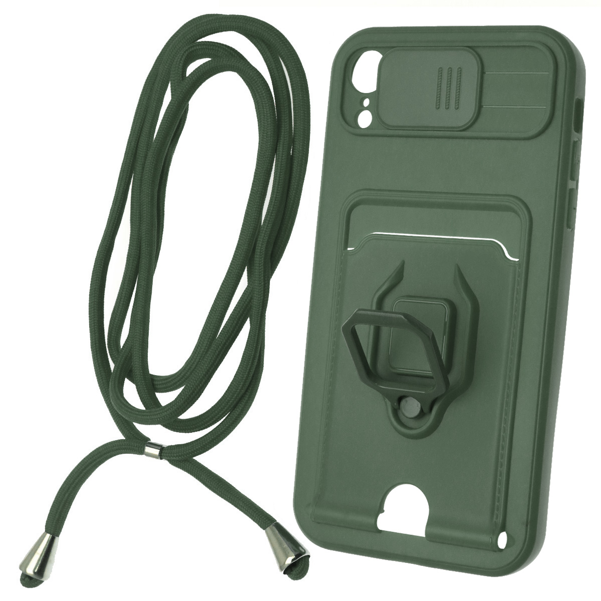 Чехол накладка MULTI FUNCTION 4 в 1 для APPLE iPhone XR (6.1), цвет зеленый