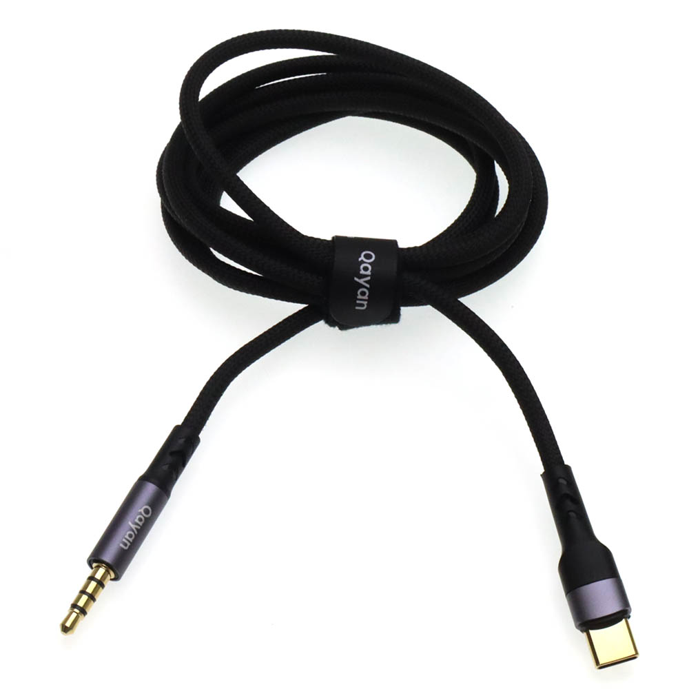 Аудио кабель, переходник QAYAN QAC160 USB Type C на AUX (Jack 3.5 мм), длина 1.5 метра, цвет черный