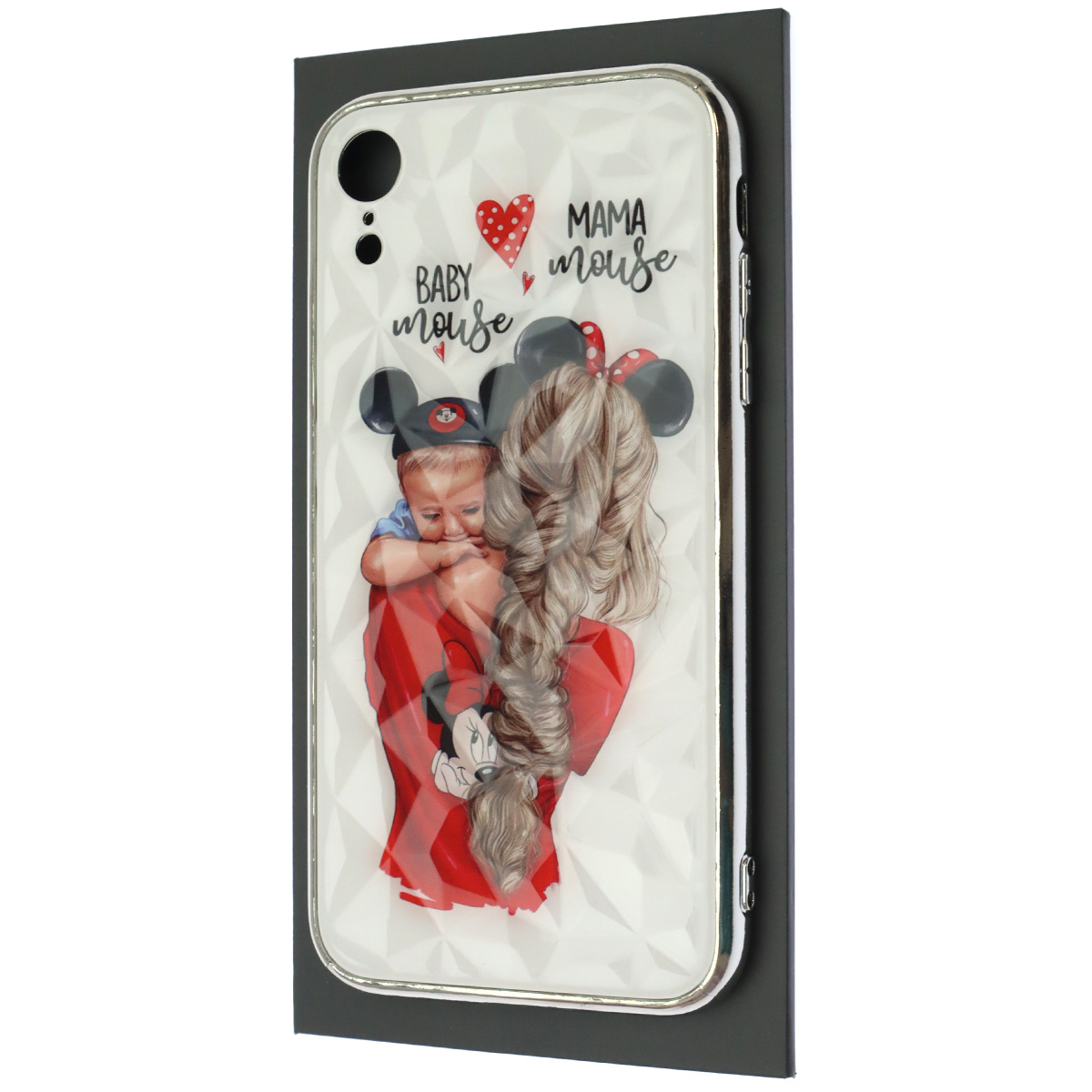 Чехол накладка для APPLE iPhone XR, силикон, рисунок 3D Baby Mouse and Mama Mouse