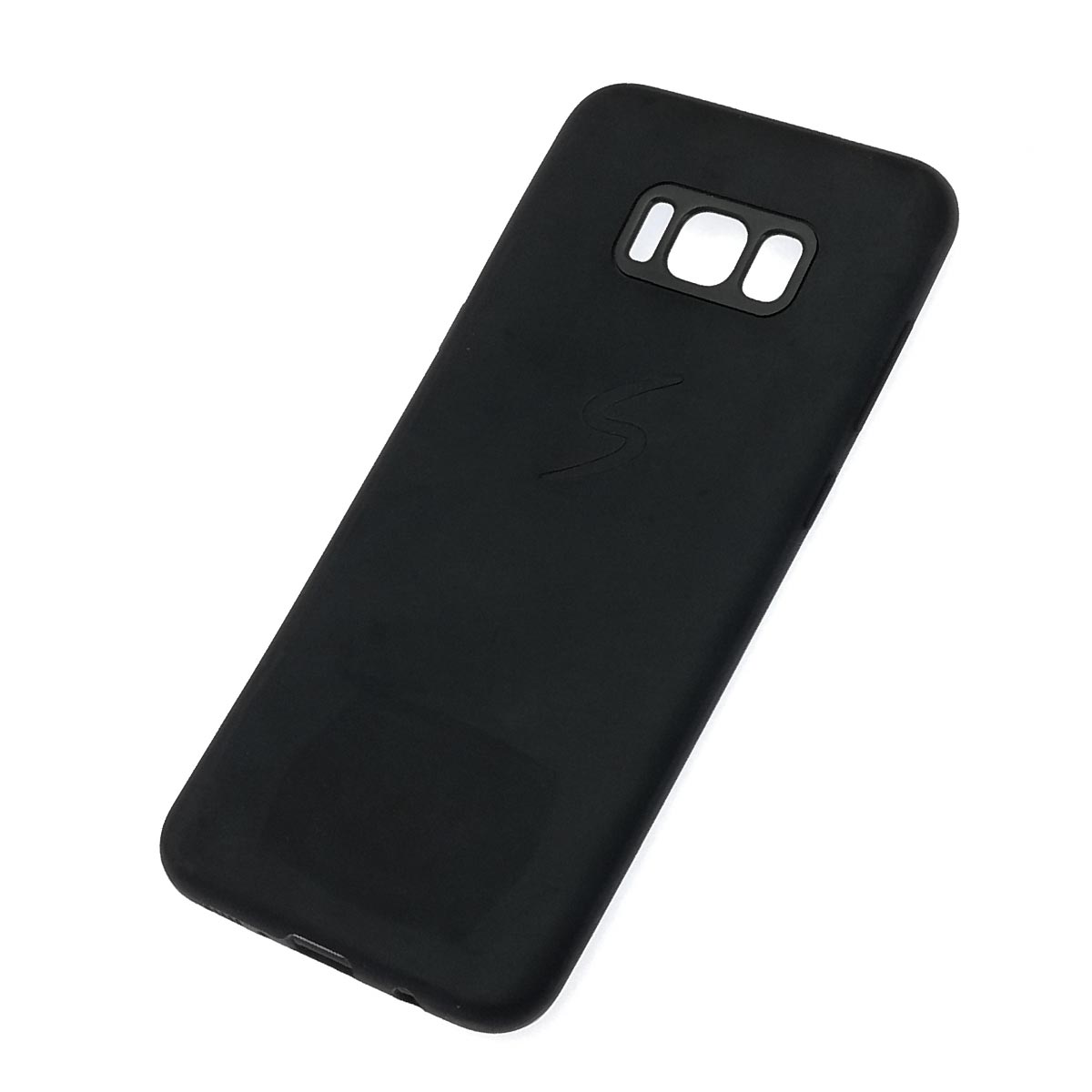 Чехол накладка для SAMSUNG Galaxy S8 Plus (SM-G955), силикон, матовый, с логотипом, цвет черный Чехол накладка для SAMSUNG Galaxy S8 Plus (SM-G955), силикон, матовый, с логотипом, цвет черный