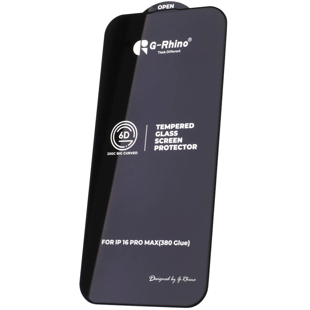 Защитное стекло 6D G-Rhino 200C для APPLE iPhone 16 Pro Max, цвет окантовки черный (Тип 1)