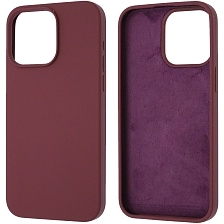 Чехол накладка Silicon Case для APPLE iPhone 15 Pro Max (6.7"), силикон, бархат, цвет бордовый