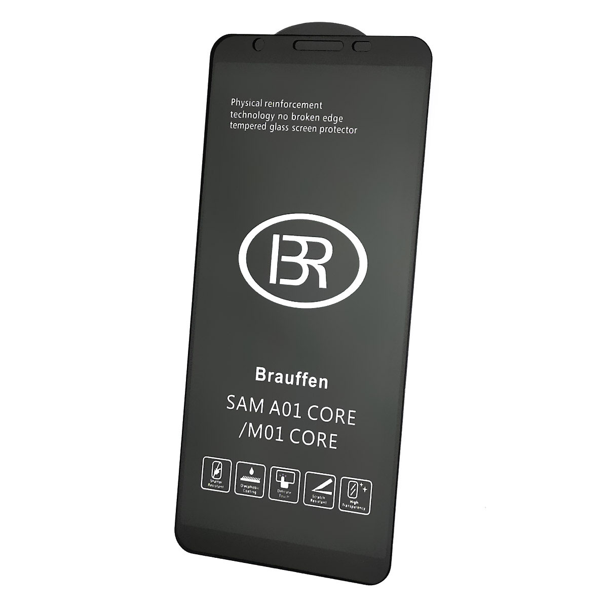 Защитное стекло 9H BR для SAMSUNG Galaxy A01 Core (SM-A013), цвет окантовки черный