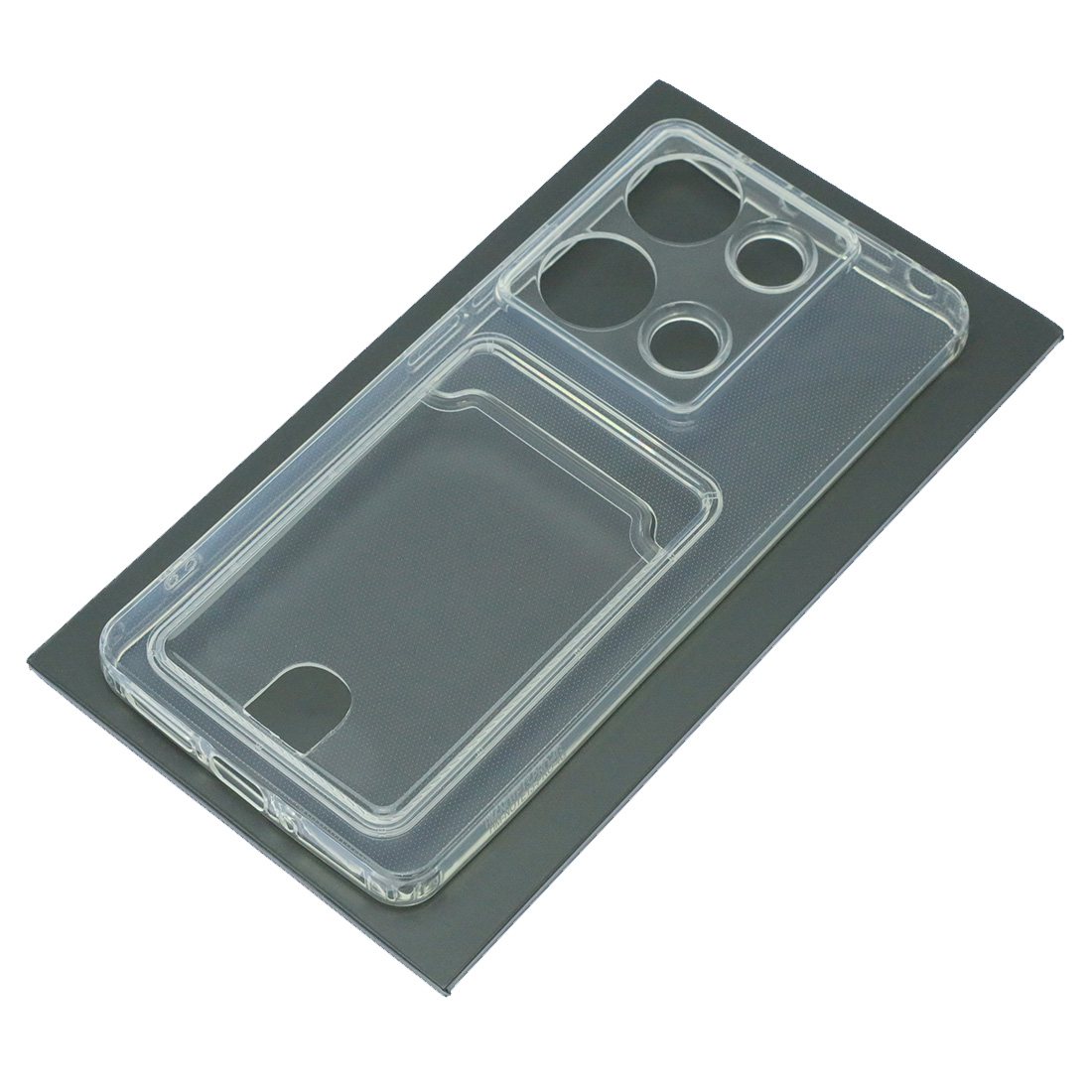 Чехол накладка CARD CASE для XIAOMI Redmi Note 13 Pro 4G, POCO M6 Pro 4G, защита камеры, силикон, отдел для карт, цвет прозрачный