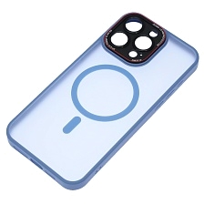 Чехол накладка Security Case с поддержкой MagSafe для APPLE iPhone 15 Pro Max, силикон, защита камеры, матовый, цвет окантовки голубой Чехол накладка Security Case с поддержкой MagSafe для APPLE iPhone 15 Pro Max, силикон, защита камеры, матовый, цвет окантовки голубой