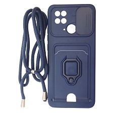 Чехол накладка MULTI FUNCTION 4 в 1 для XIAOMI Redmi 10C, XIAOMI POCO C40, силикон, цвет темно синий