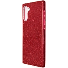 Чехол накладка Shine для SAMSUNG Galaxy Note 10 (SM-N970), силикон, блестки, цвет красный