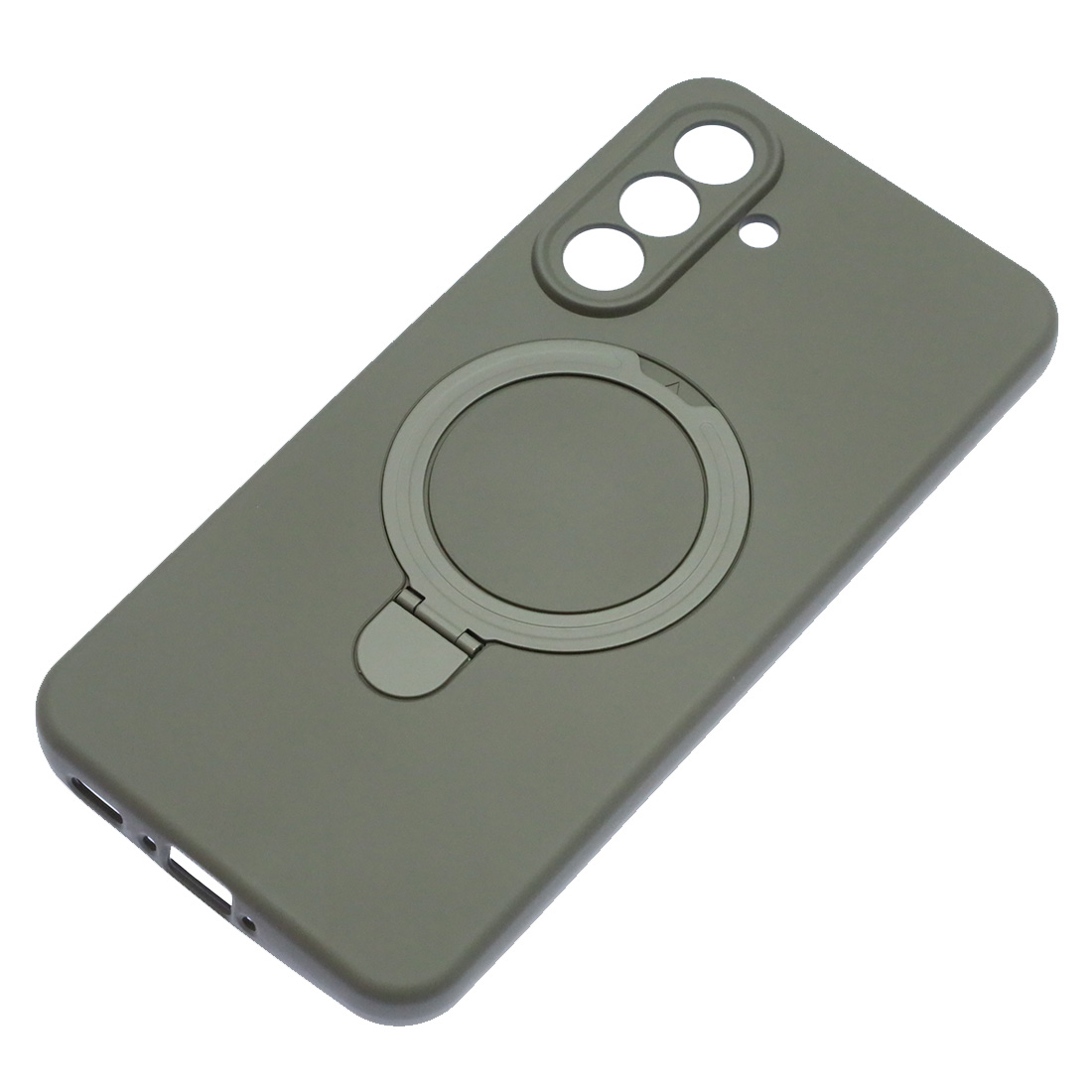 Чехол накладка Revole Mix для SAMSUNG Galaxy A36, Galaxy A56, защита камеры, силикон, бархат, кольцо держатель, цвет бежево серый