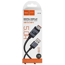 Кабель HOCO X118 Type C, 5 A, 90W, длина 1 метр, нейлон, цвет черный