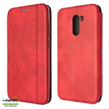 Чехол книжка VINTAGE LiNE для XIAOMI Pocophone F1, экокожа, визитница, цвет красный