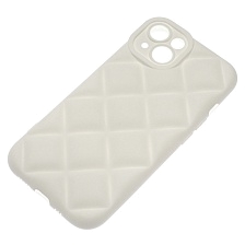 Чехол накладка для APPLE iPhone 14 (6.1"), силикон, 3D ромб, цвет белый