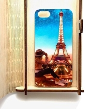 Чехол накладка для APPLE iPhone 5, 5S, SE, силикон, имитация стекла, рисунок Париж Paris.